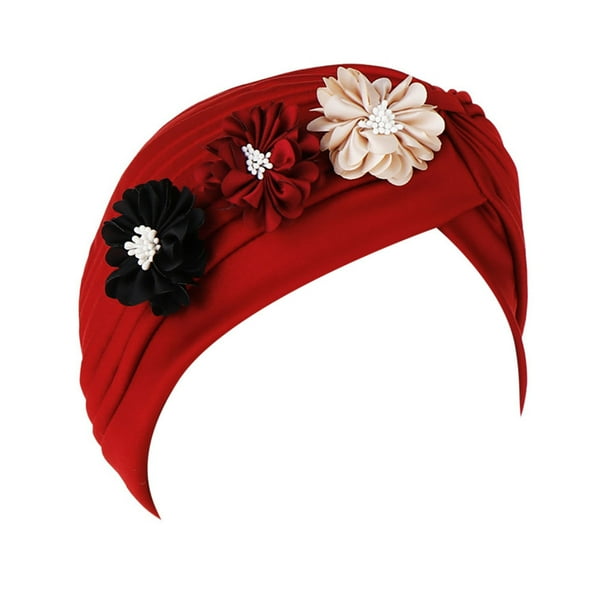 Women Solid Floral India Hat Muslim Ruffle Cancer Chemo Beanie Turban Wrap Cap